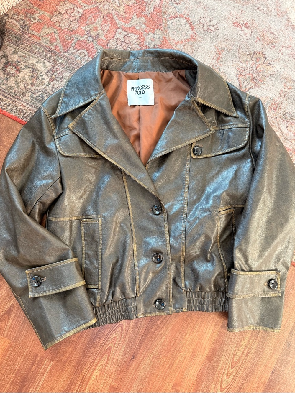 Princess Polly Brown Faux Leather Cropped Jacket